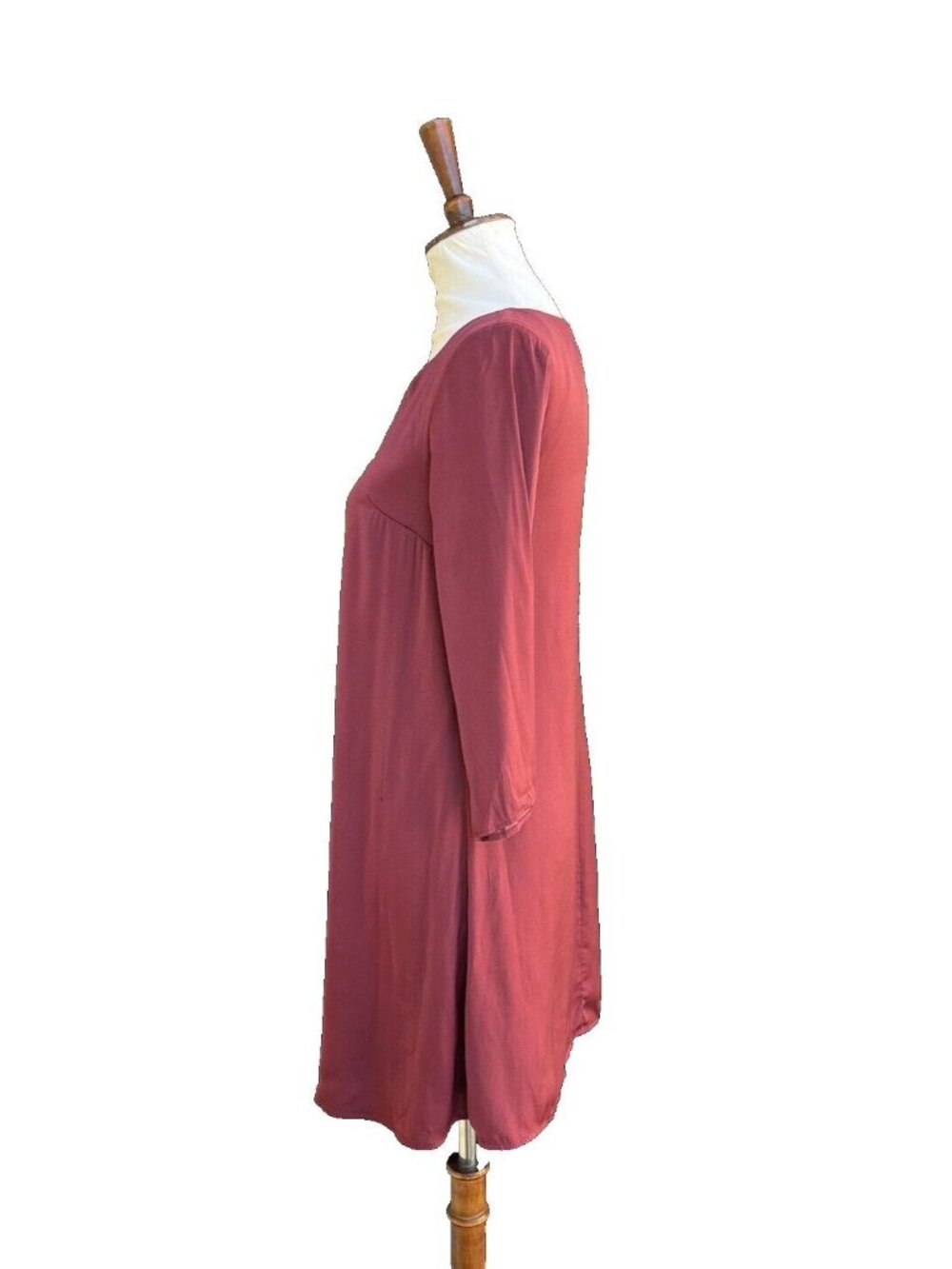 Tart Collections Burgundy Satin Shift Dress XS | Long Sleeve | Boho | Holiday | - Picture 4 of 15